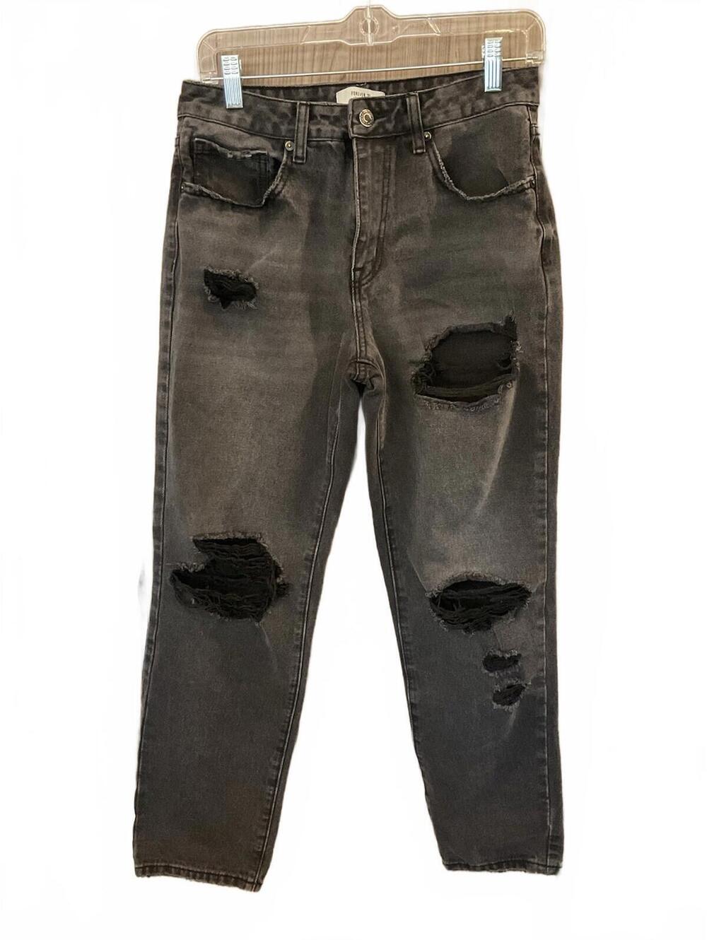 Forever 21 Womens Black Distressed Jeans Size 27 (waist)